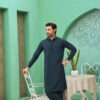 Gents Kameez Shalwar Design - Teal Shine 2 Pc